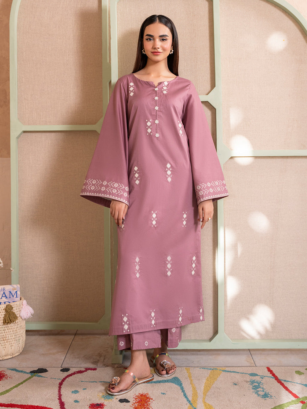 2PC DHANAK EMBROIDERED SHIRT WITH DHANAK EMBROIDERED TROUSER-BIC-103