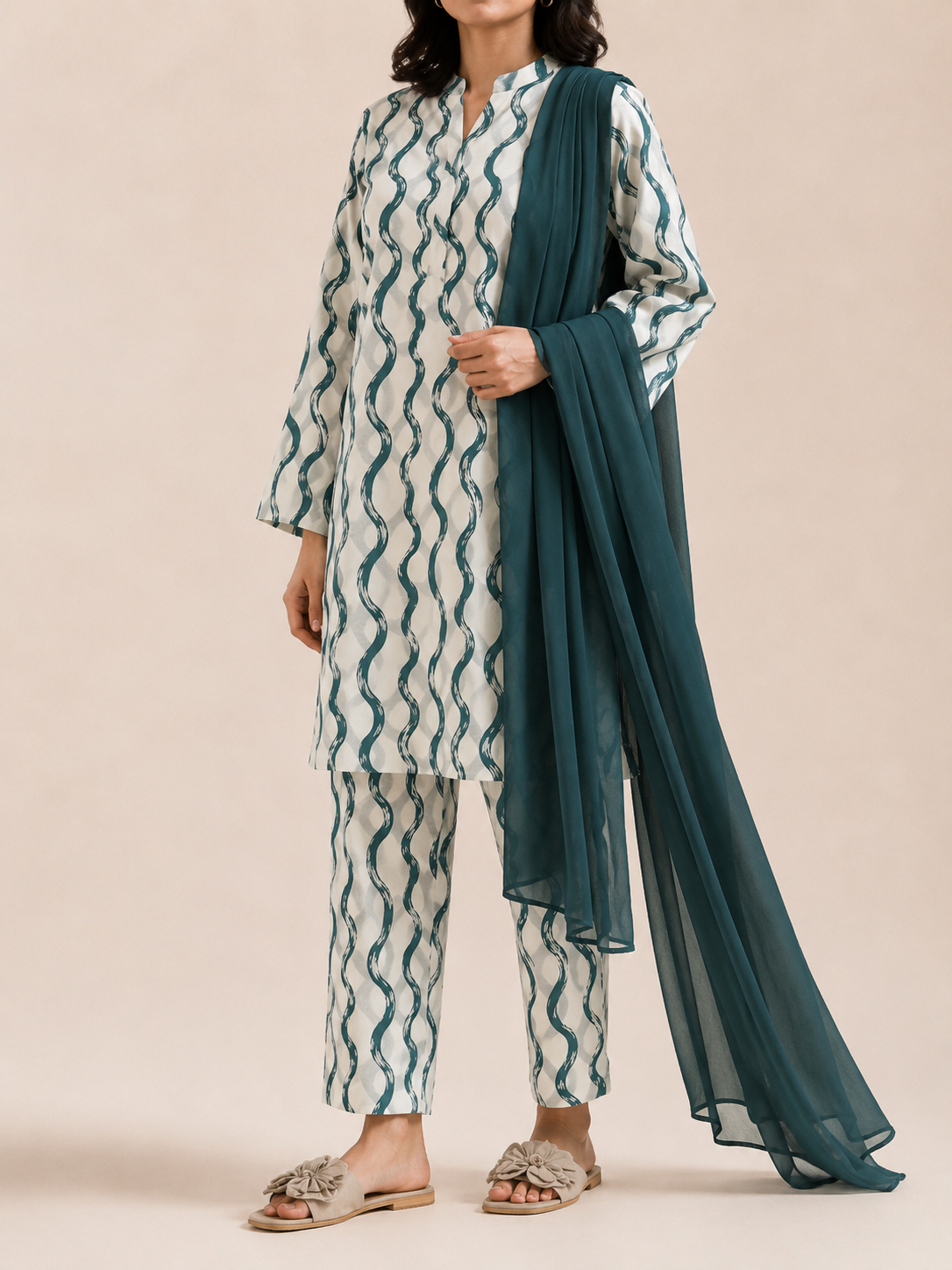 Emerald Waves – 2 Piece Printed Lawn Suit