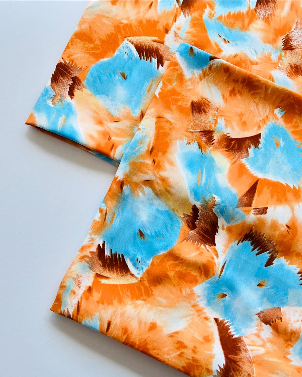 Tie & Dye – Orange Blue Linen - unstiched - Long frock Long shalwar Angrakha styling