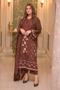 ANEELAS-3PC LAWN CHIKAN EMBROIDERED SHIRT WITH LAWN EMB DUPATTA AND TROUSER-SZ-4809