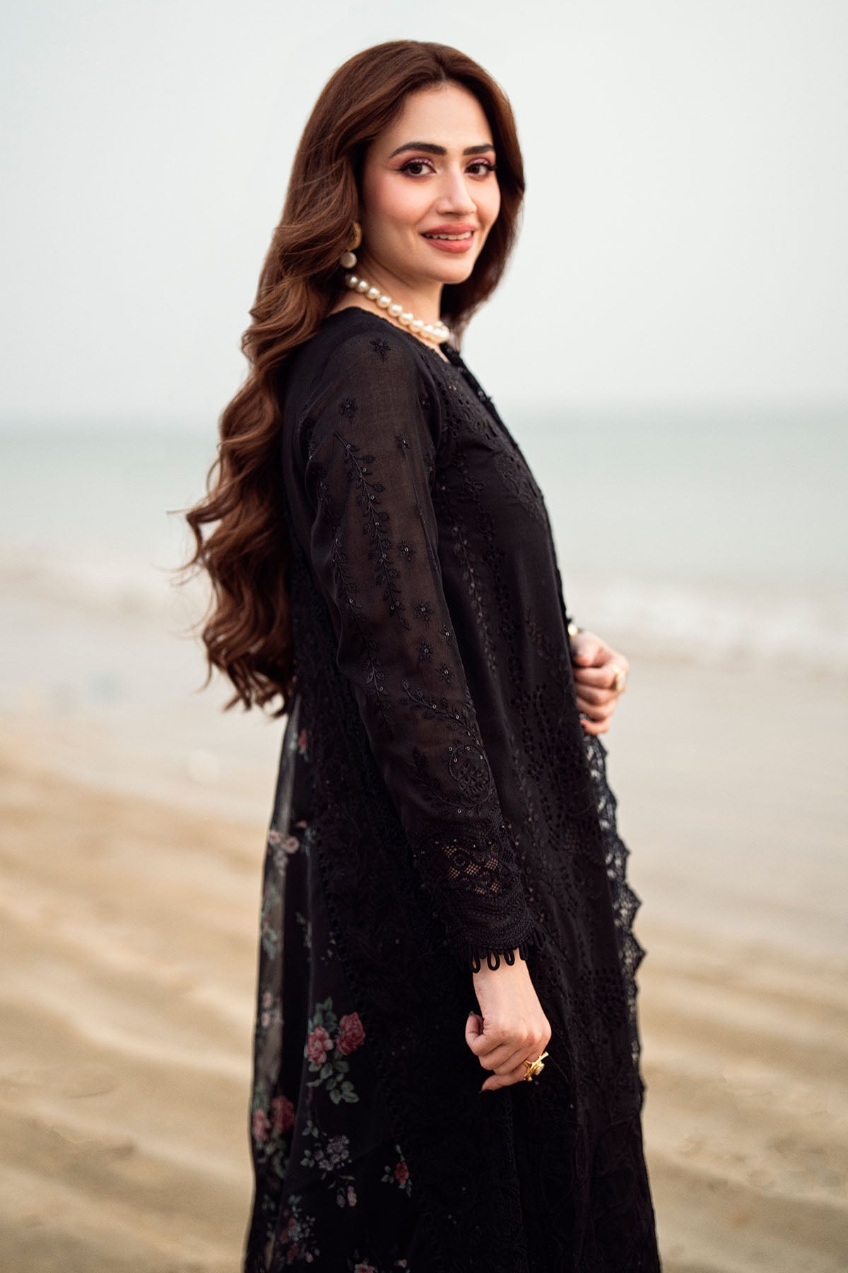 NUREH-3PC LAWN CHIKENKARI LASER EMBROIDERED SHIRT WITH COTTON NET EMBROIDERED PRINT DUPATTA-4523