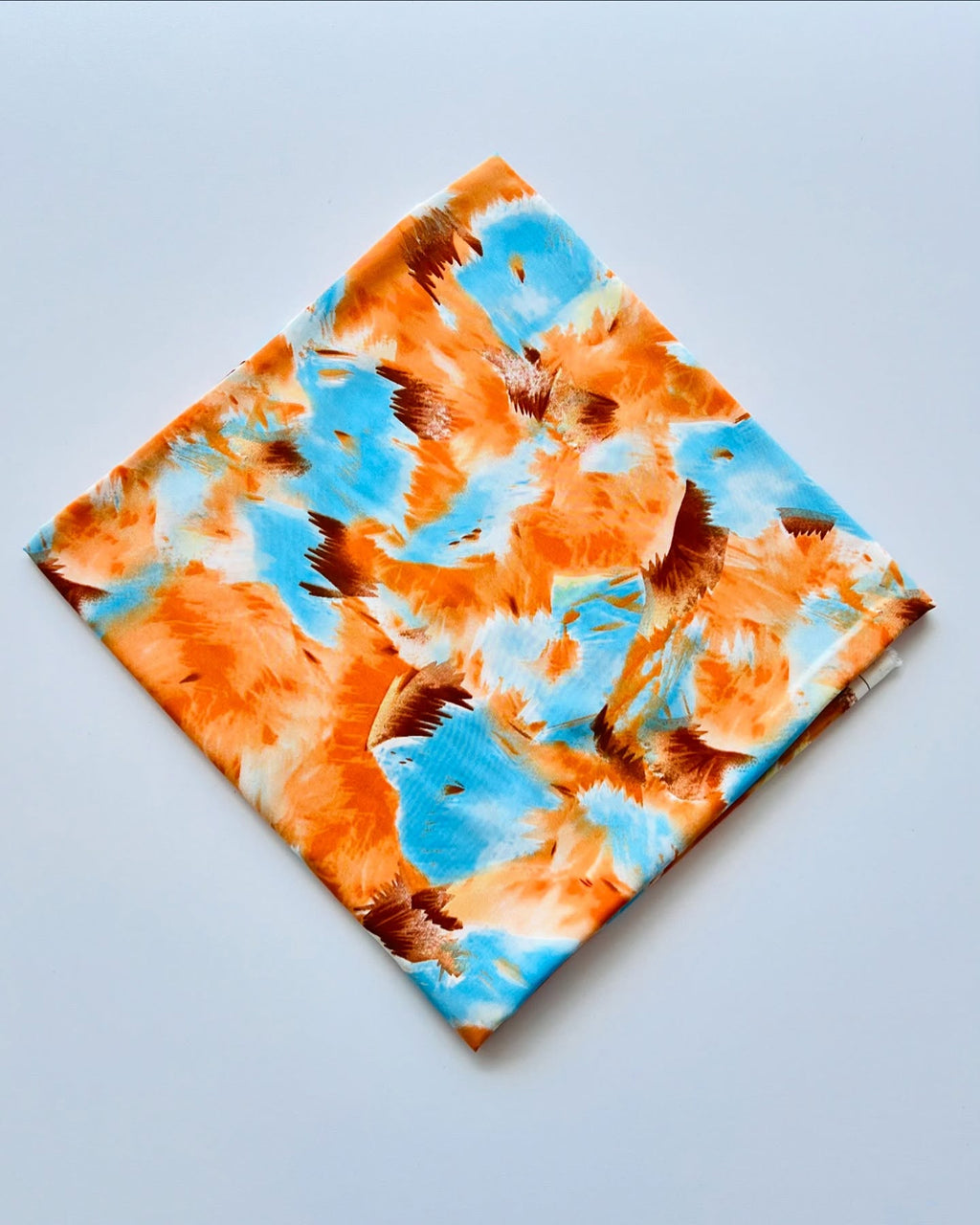 Tie & Dye – Orange Blue Linen - unstiched - Long frock Long shalwar Angrakha styling