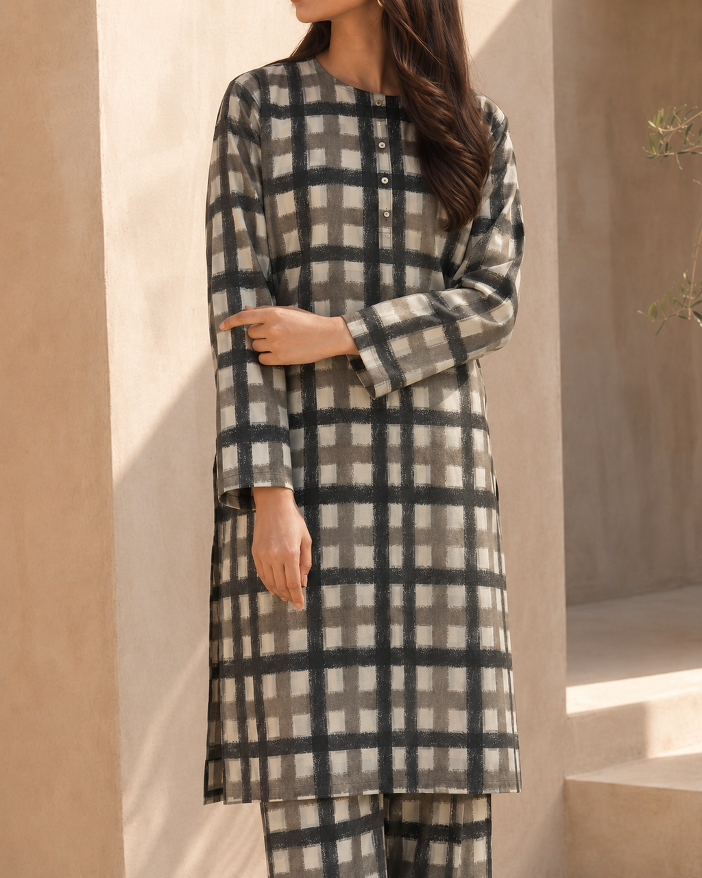 Urban Grid Printed Lawn – 2 Piece Unstitched Suit