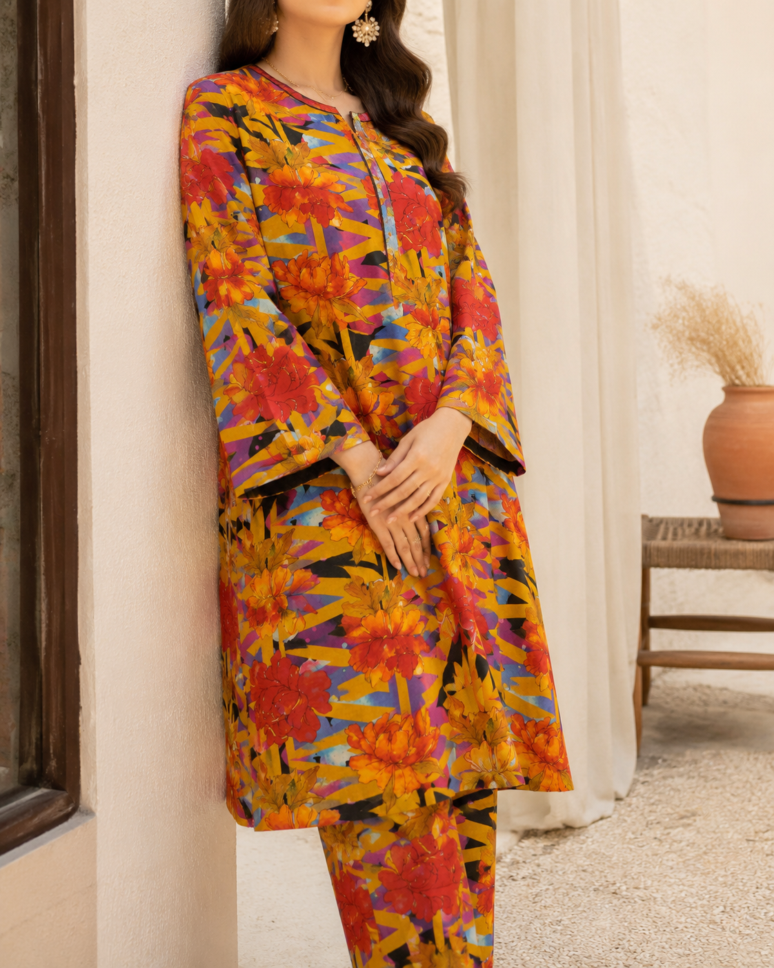 Multi Colour Floral Printed Lawn – 2 Piece Unstitched Suit