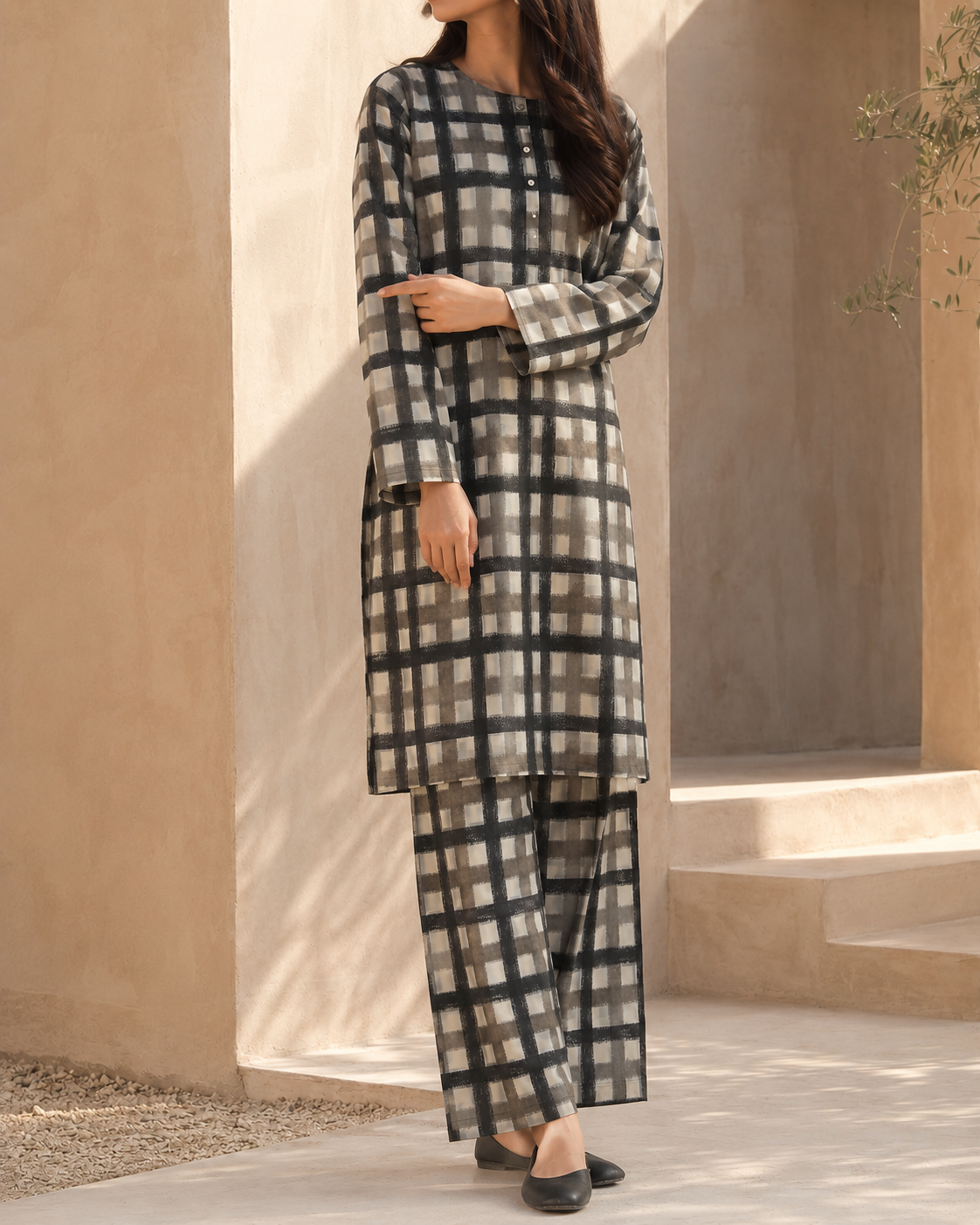Urban Grid Printed Lawn – 2 Piece Unstitched Suit