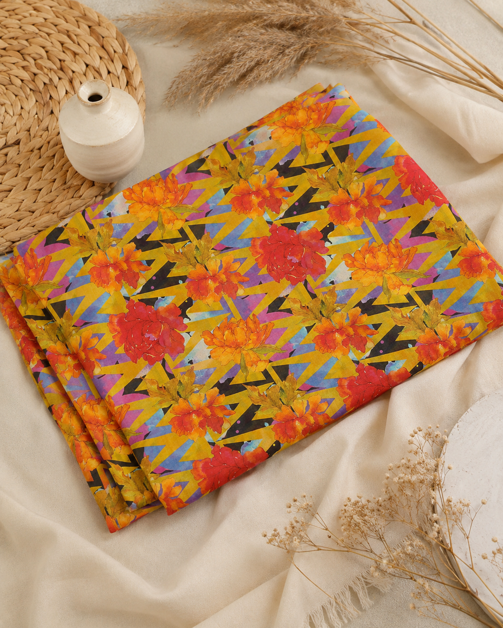 Multi Colour Floral Printed Lawn – 2 Piece Unstitched Suit