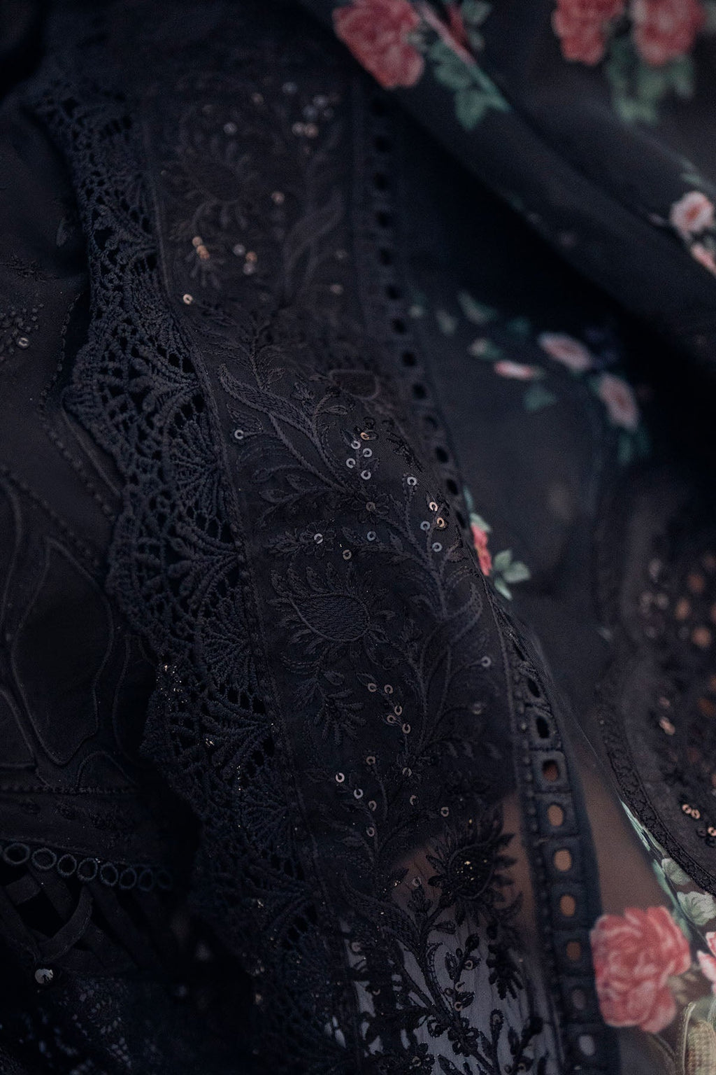 NUREH-3PC LAWN CHIKENKARI LASER EMBROIDERED SHIRT WITH COTTON NET EMBROIDERED PRINT DUPATTA-4523