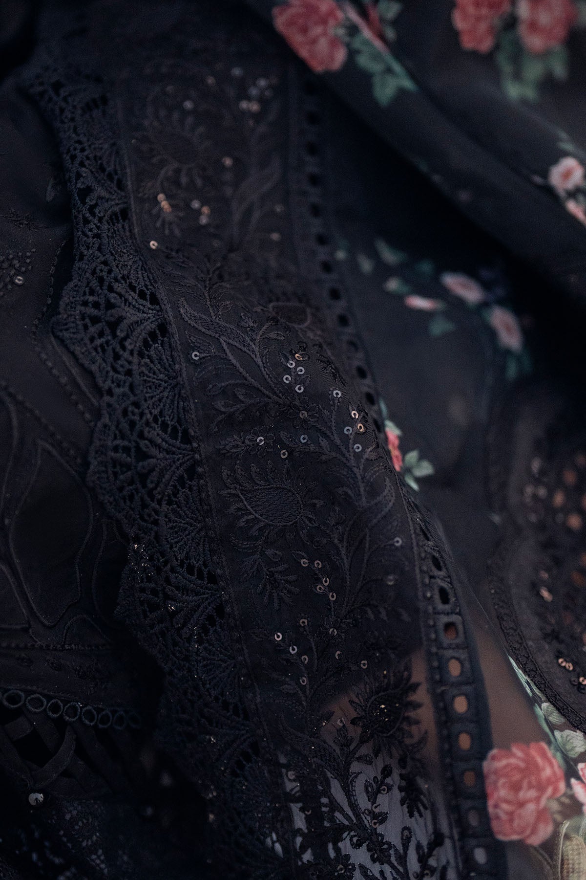 NUREH-3PC LAWN CHIKENKARI LASER EMBROIDERED SHIRT WITH COTTON NET EMBROIDERED PRINT DUPATTA-4523