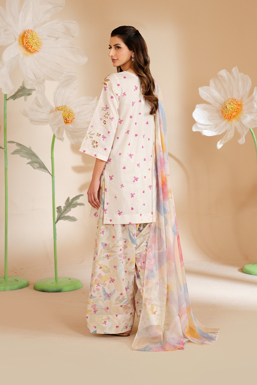 IZNIK-3PC LAWN PRINTED EMB SHIRT WITH SILK PRINTED DUPATTA AND PRINTED TROUSER-SZ-052
