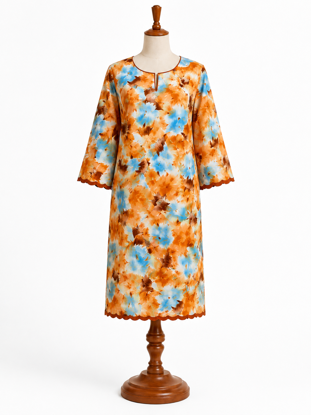 Tie & Dye – Orange Blue Linen - unstiched - Long frock Long shalwar Angrakha styling