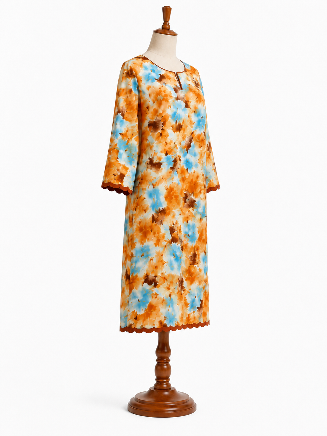 Tie & Dye – Orange Blue Linen - unstiched - Long frock Long shalwar Angrakha styling