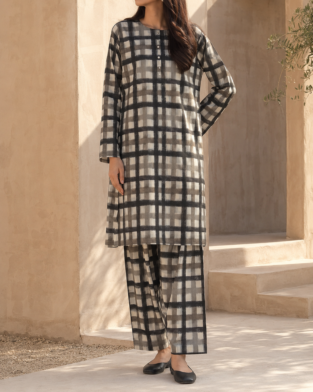 Urban Grid Printed Lawn – 2 Piece Unstitched Suit