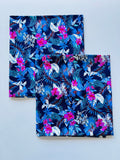 Title Navy blue Floral linen 2pc Printed Suit