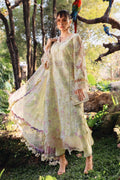 MARIA.B-3PC LAWN PRINTED CHIKAN EMB SHIRT WITH SILK PRINTED DUPATTA AND TROUSER-SZ-034