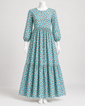 Aqua Mini Floral Printed Linen Fabric – Women’s Fall Unstitched Suit