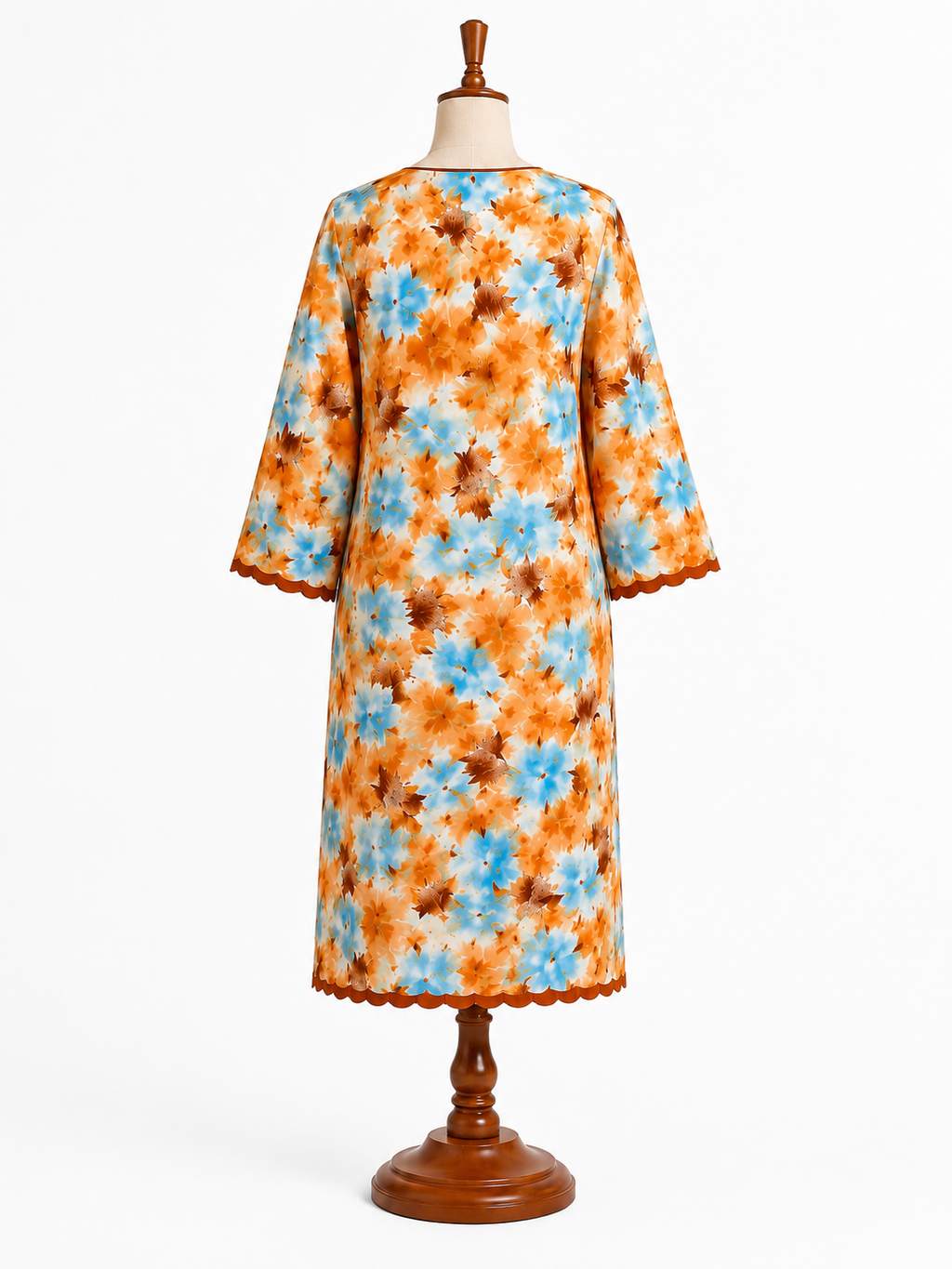 Tie & Dye – Orange Blue Linen - unstiched - Long frock Long shalwar Angrakha styling