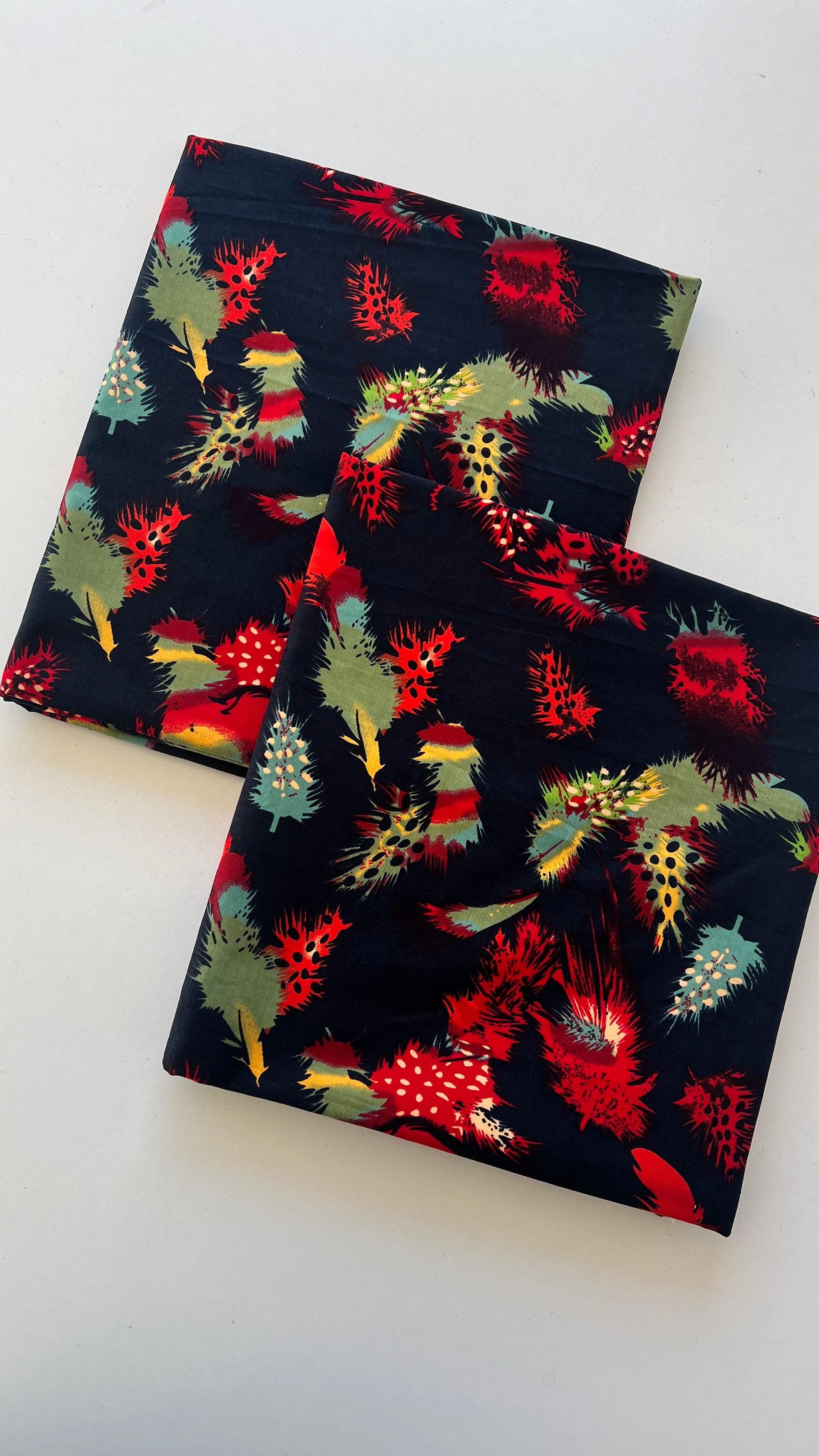 Navy blue base printed Cotton Courdoroy 2pc Suit